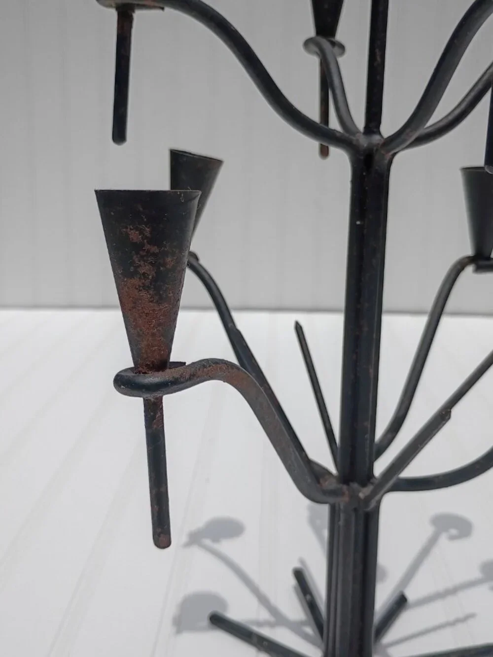 Hand Forged Iron Candelabra 9-Arm Candle Holder Industrial Farmhouse Rustic Vtg